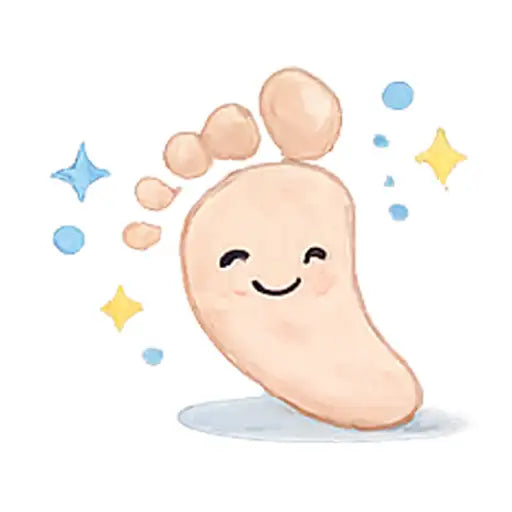 Illustration of a smiling foot with a happy expression on a white background